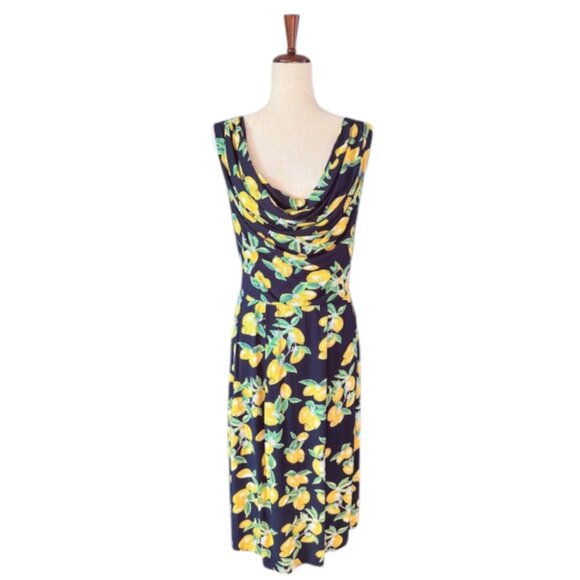 ModCloth Liza Luxe Duly Delighted Midi Dress in Lemon Cowl Neck Size Plus 3X NWT - Picture 3 of 13